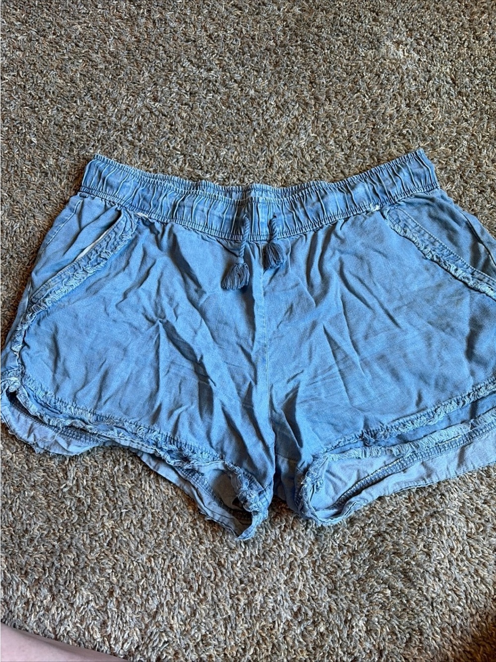 Light Blue Women's Drawstring Lounge Shorts